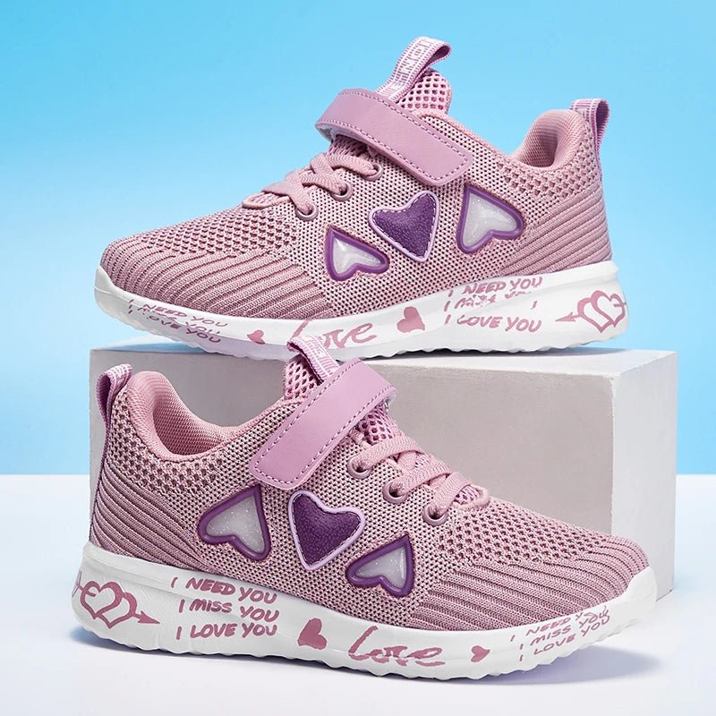 QIFENG girls mesh running shoes by SHOWLU FASHION STORE, lightweight breathable knit sneakers for casual spring and summer wear.