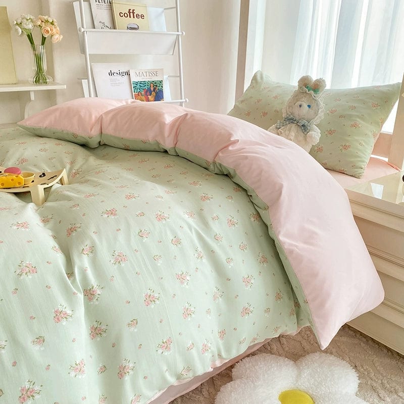 Cream Ins Girly Style Four - Piece Bed Quilt Cover Three - Piece Set Non - Cotton Cotton Student Dormitory Bed Sheet Fitted Sheet - SHOWLU FASHION STORE