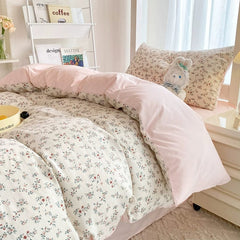 Cream Ins Girly Style Four - Piece Bed Quilt Cover Three - Piece Set Non - Cotton Cotton Student Dormitory Bed Sheet Fitted Sheet - SHOWLU FASHION STORE