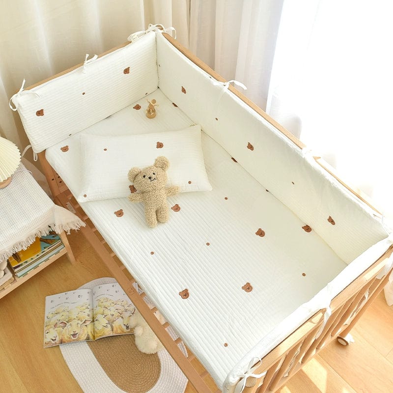 Korean quilted baby crib bumper by SHOWLU FASHION STORE, removable cotton bed fence for newborns with patchwork design.