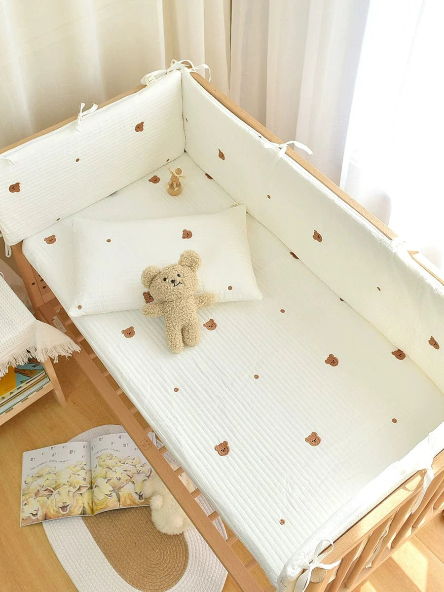 Korean quilted baby crib bumper by SHOWLU FASHION STORE, removable cotton bed fence with patchwork design for newborns and children