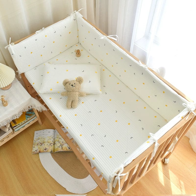 Korean quilted baby crib bumper by SHOWLU FASHION STORE, removable cotton bed fence for newborns with patchwork design.