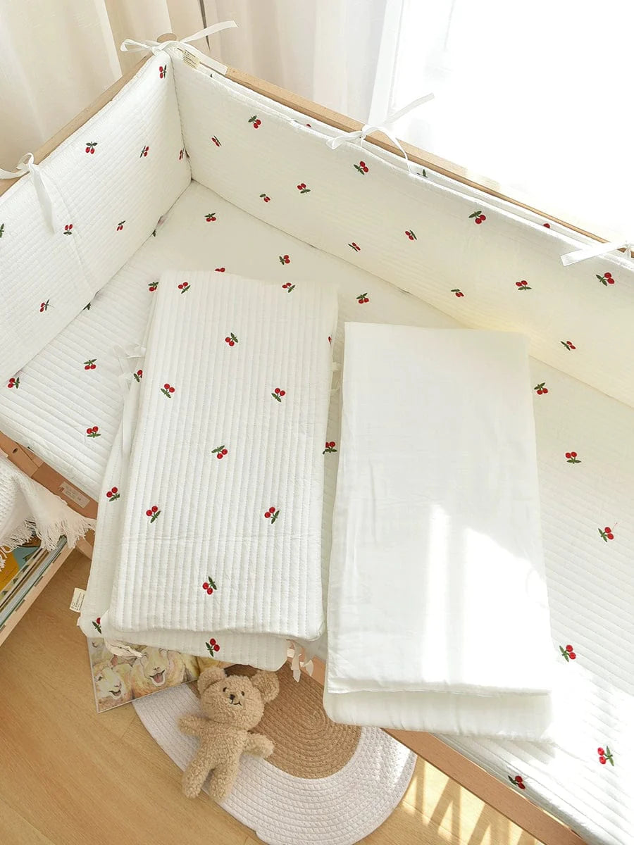 Korean quilted baby crib bumper by SHOWLU FASHION STORE, removable cotton bed fence with patchwork design for newborns.