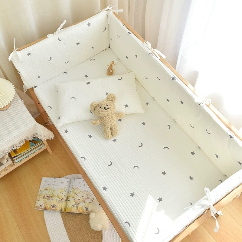 Korean quilted baby crib bumper by SHOWLU FASHION STORE, removable cotton bed fence for newborns with patchwork design.
