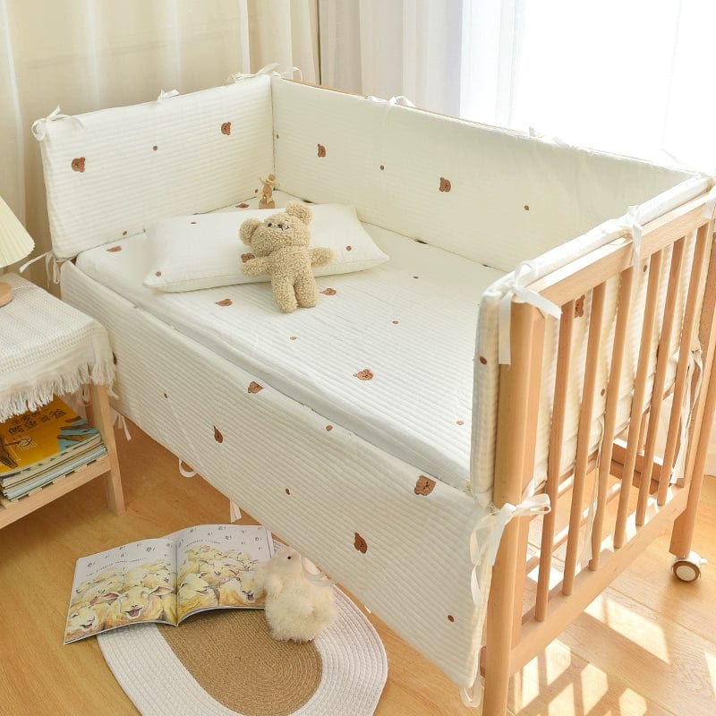 Korean quilted baby crib bumper by SHOWLU FASHION STORE, removable cotton bed fence for newborns with patchwork design and washable fabric.