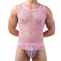 Men's sleeveless mesh fishnet tank top by SHOWLU FASHION STORE, casual polyester vest with breathable, stylish design.