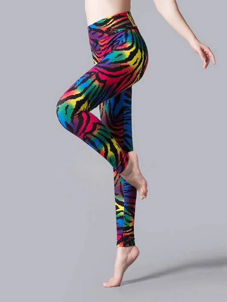 Cuhakci women's high waist leopard print leggings with elastic waistband, suitable for sport, workout, and casual wear.