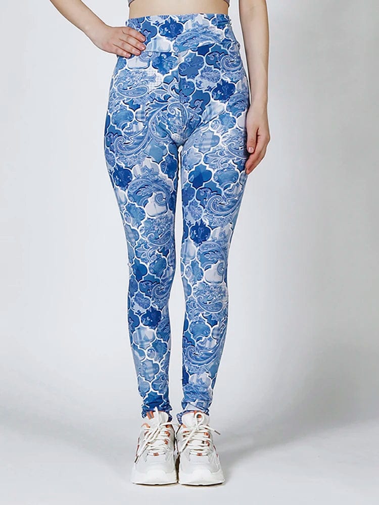 Showlu Fashion CUHAKCI women's high waist leopard print leggings with elastic waistband, suitable for sport and workout.