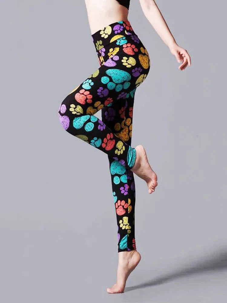 Cuhakci women's high waist leopard print leggings with elastic waistband for sport, fitness, and casual wear.