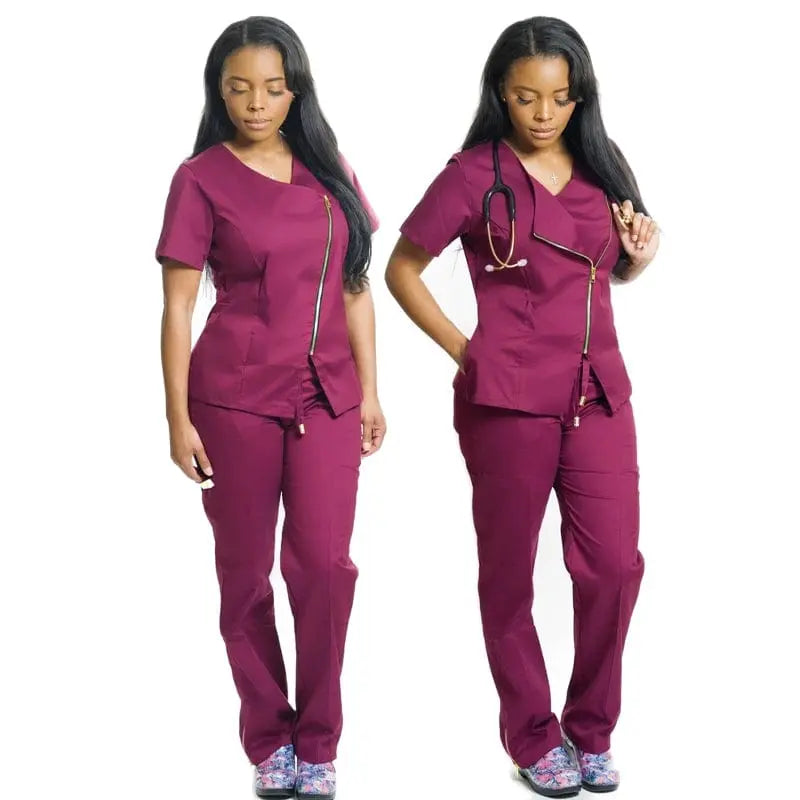 Unisex Showlu Medical Scrub Set with stretch fabric for maternity nursing, featuring a comfortable, professional healthcare uniform.