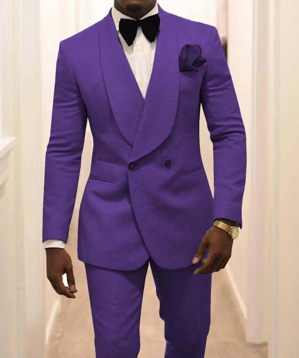 Custom Made Groomsmen White Pattern Groom Tuxedos Shawl Lapel Men Suits 2 Pieces Wedding Best Man ( Jacket+Pants+Tie ) C922 - SHOWLU FASHION STORE