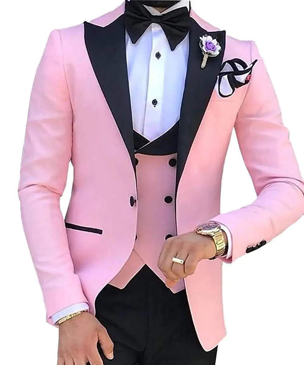 Slim fit men's wedding tuxedo by SHOWLU FASHION STORE, featuring a cotton blend 3-piece suit with jacket, pants, and vest.