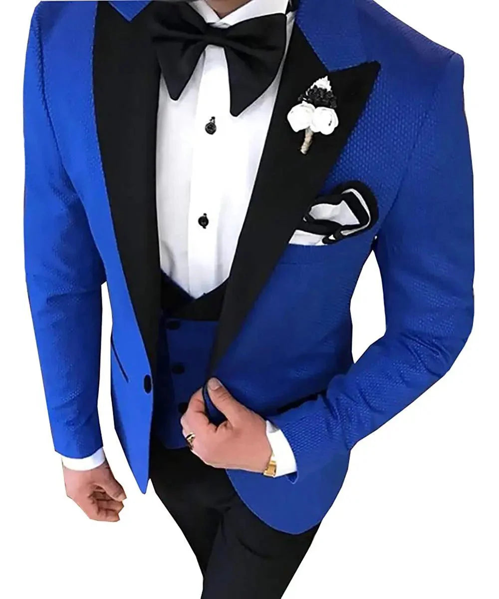 Slim fit men's wedding tuxedo by SHOWLU FASHION STORE, cotton blend 3-piece suit with jacket, pants, and vest for formal occasions.