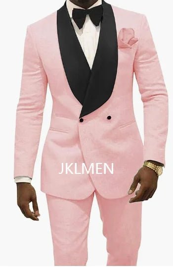 Custom Pour Hommes Made Groomsmen White Pattern Groom Tuxedos Shawl Lapel Suits 2PCS Wedding ( Jacket+Pants )Costume Homme - SHOWLU FASHION STORE