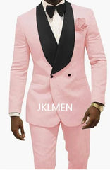 Custom Pour Hommes Made Groomsmen White Pattern Groom Tuxedos Shawl Lapel Suits 2PCS Wedding ( Jacket+Pants )Costume Homme - SHOWLU FASHION STORE