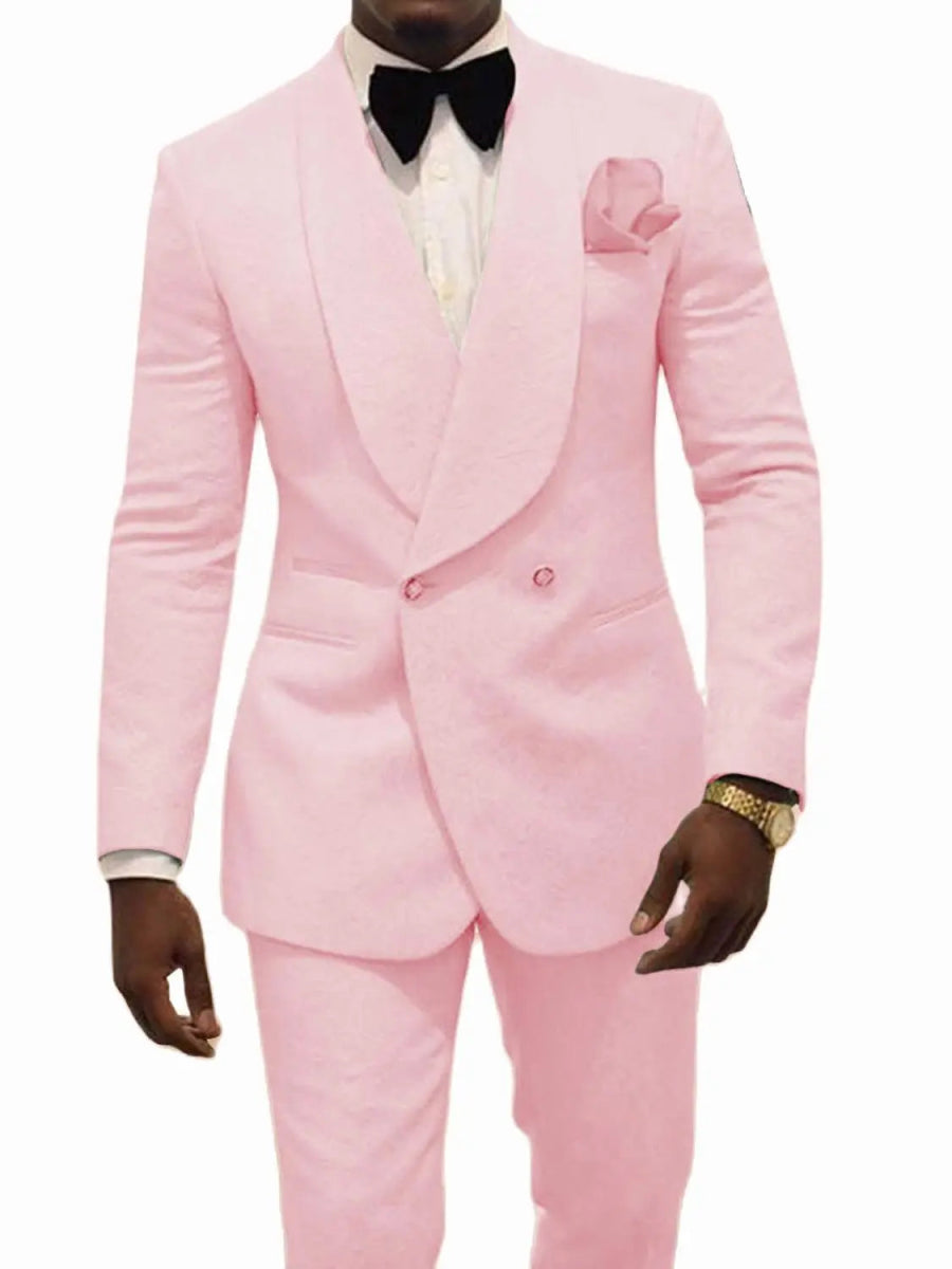 Custom Pour Hommes Made Groomsmen White Pattern Groom Tuxedos Shawl Lapel Suits 2PCS Wedding ( Jacket+Pants )Costume Homme - SHOWLU FASHION STORE