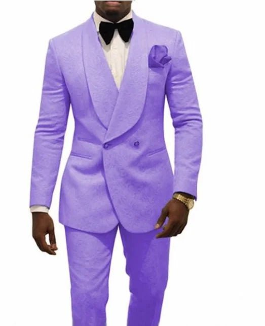 Custom Pour Hommes Made Groomsmen White Pattern Groom Tuxedos Shawl Lapel Suits 2PCS Wedding ( Jacket+Pants )Costume Homme - SHOWLU FASHION STORE
