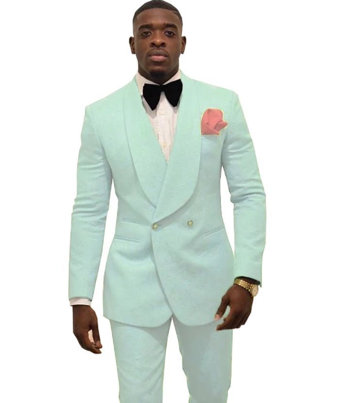 Custom Pour Hommes Made Groomsmen White Pattern Groom Tuxedos Shawl Lapel Suits 2PCS Wedding ( Jacket+Pants )Costume Homme - SHOWLU FASHION STORE