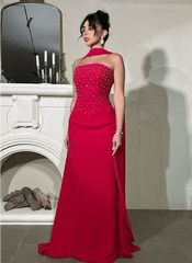 Customized Sleeveless Beaded Floor - length Evening Dresses Gown Esses Vestidos De Mujer Elegantes Para Fiesta 2024 - SHOWLU FASHION STORE