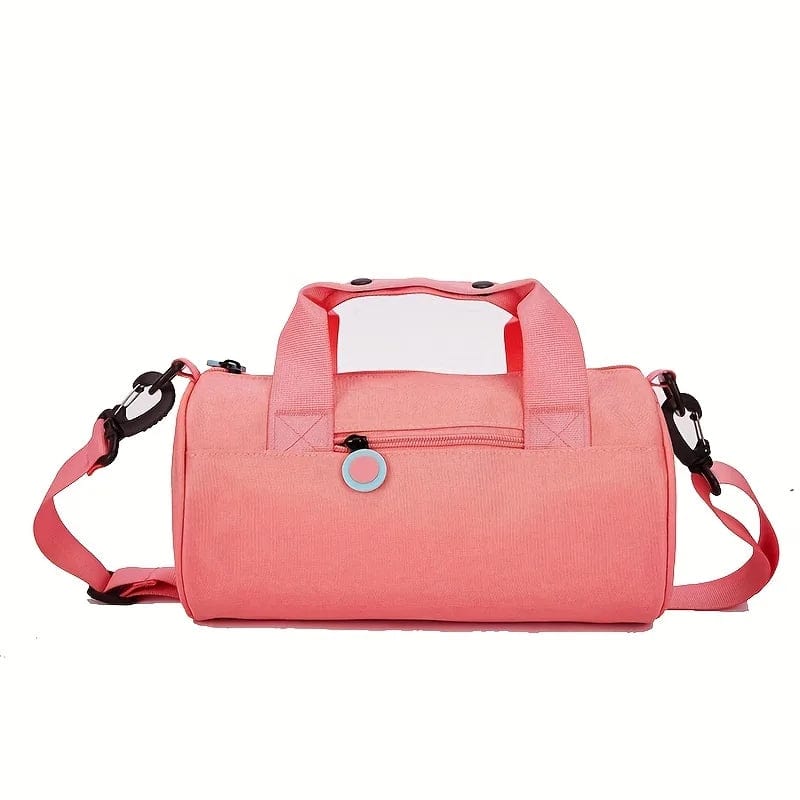 Showlu Oxford cloth cylinder shoulder bag with adjustable strap, ideal for travel, fitness, dance, yoga, and swimming activities.