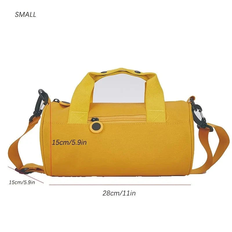 Showlu Oxford cloth cylinder shoulder bag for travel, fitness, and leisure, featuring a unisex design with a versatile, sporty look.
