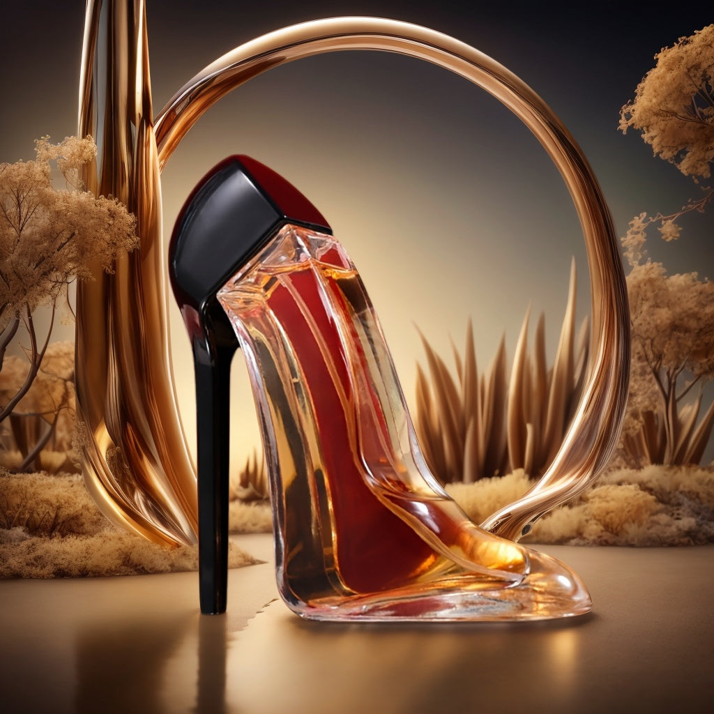 Chic women's SHOWLU FASHION Eau de Parfum bottle with fruity floral fragrance, elegant design and colorful accents.