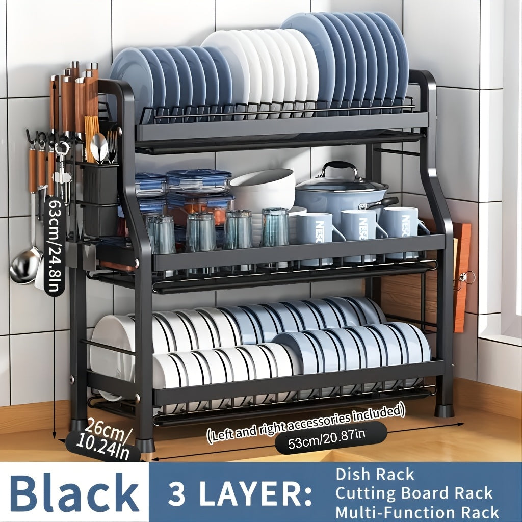 Large multi-layer SHOWLU stainless steel dish drying rack with multiple tiers for efficient drying and organization of dishes.