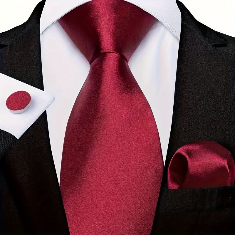SHOWLU FASHION STORE men's solid color ties in black, red, and blue, set of three, displayed flat for stylish office or formal wear.