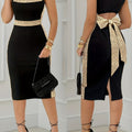 Black sequin square neck bodycon dress for women, stylish midi party gown by SHOWLU FASHION STORE, perfect for evening events.