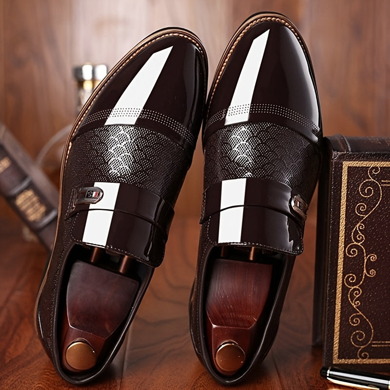 SHOWLU FASHION men's embossed slip-on business dress shoes with sleek design and polished finish, ideal for formal occasions.