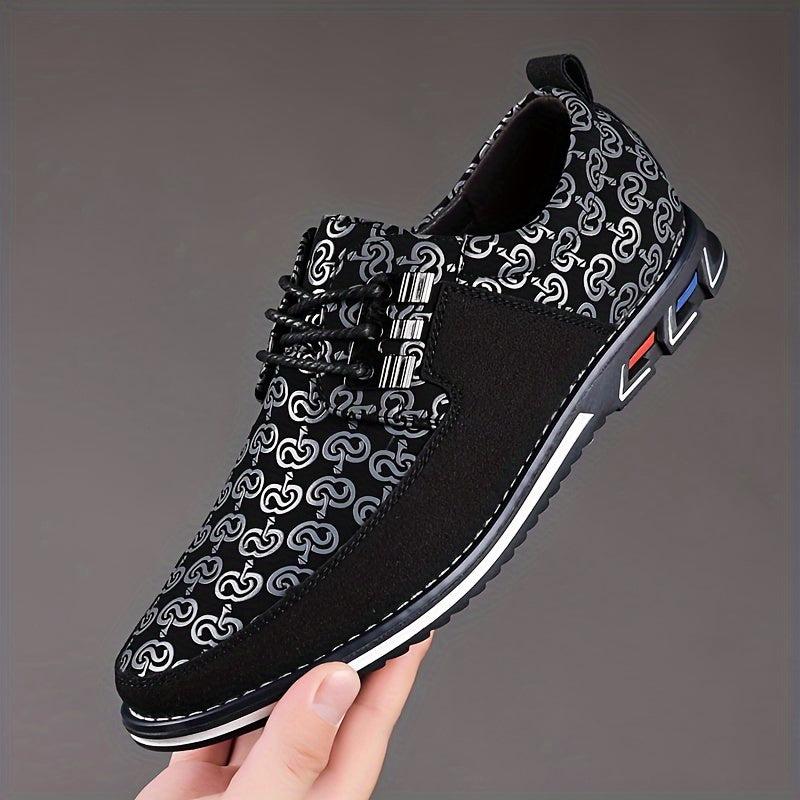 SHOWLU men's lace-up dress shoes with round toe, non-slip soles, suitable for casual or formal wear, in black leather.