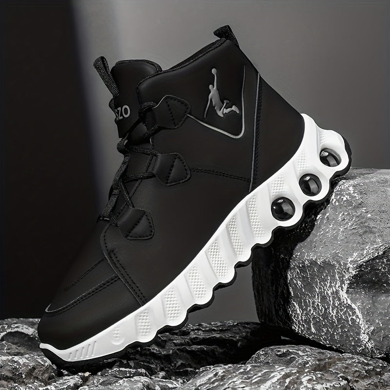 Showlu Mid-Top Basketball Sneakers with shock-absorbing PU leather, featuring a sporty design and padded ankle support.