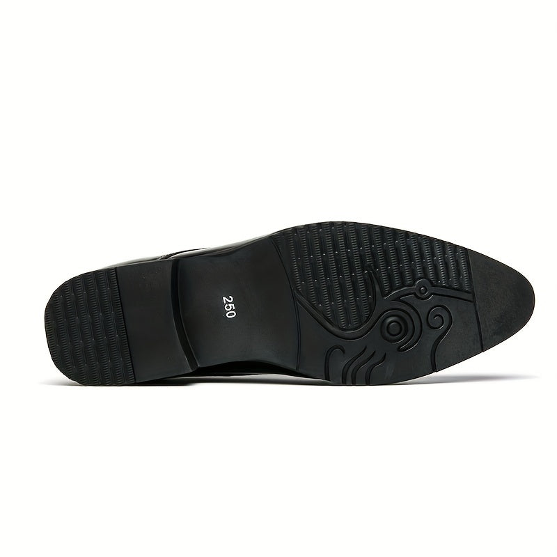 SHOWLU men's pointed toe lace-up dress shoes made of microfiber leather, stylish and formal footwear for men.