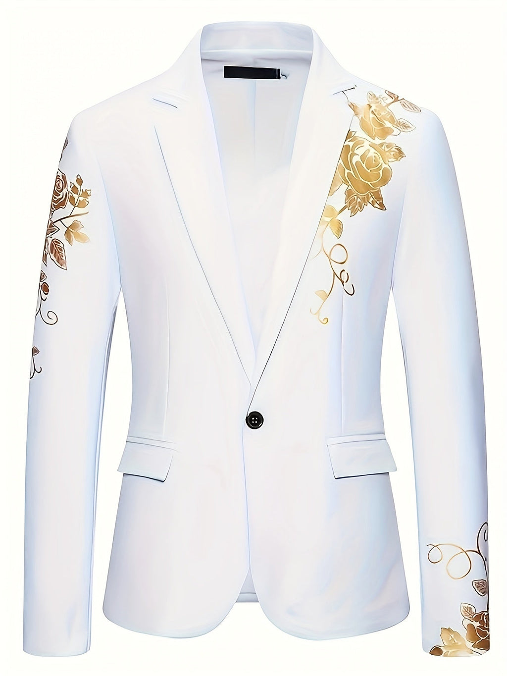 SHOWLU FASHION Men's Gilded Business Suit Jacket with solid woven lapel, tailored fit, and classic style for formal occasions.
