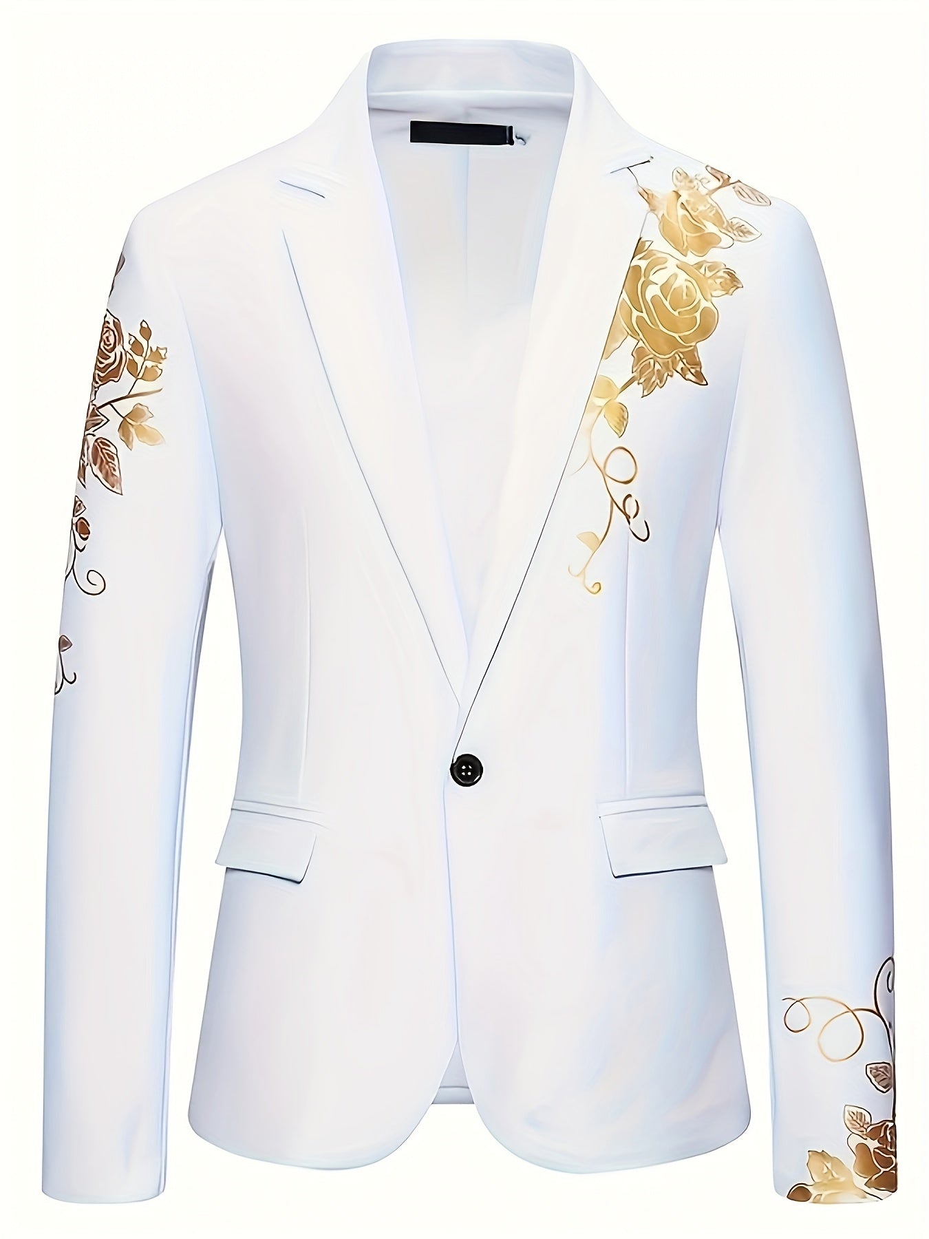 SHOWLU FASHION Men's Gilded Business Suit Jacket with solid woven lapel, tailored fit, and classic style for formal occasions.