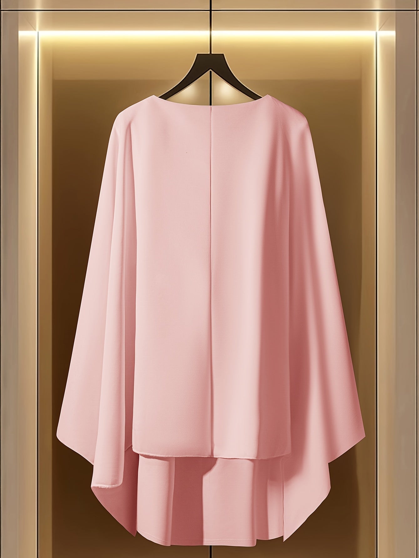 SHOWLU FASHION Women's Apricot A-Line Dress with puff sleeves and belt, midi length, stylish and elegant for casual or formal wear.