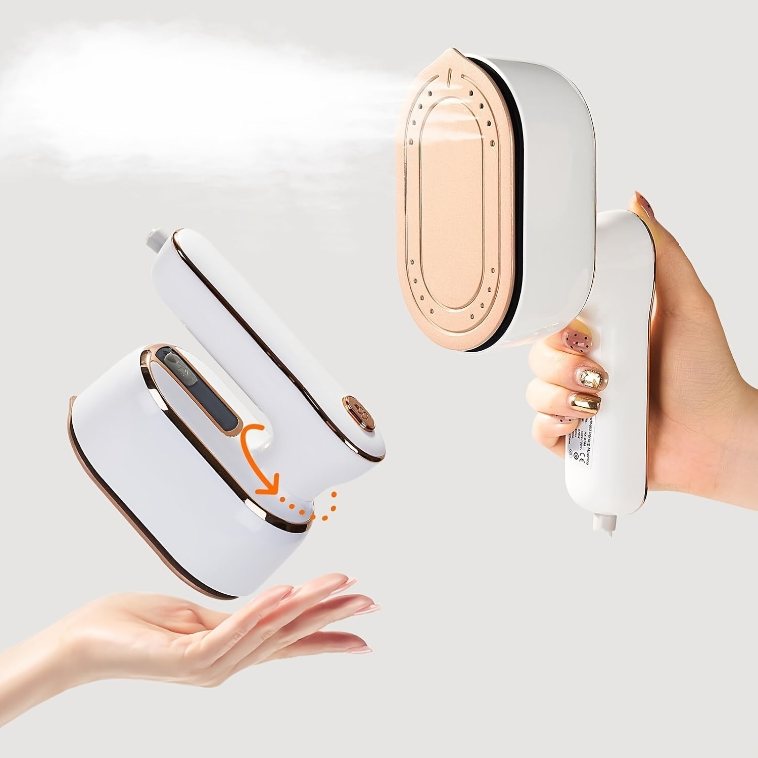 SHOWLU portable handheld travel steamer iron with 180° rotatable metal soleplate, compact and lightweight for easy travel use.