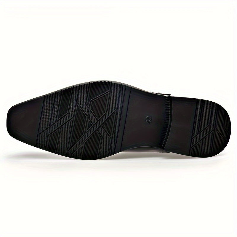 Men's casual buckle shoes by SHOWLU FASHION, solid color PU leather with stylish buckle detail and comfortable design.