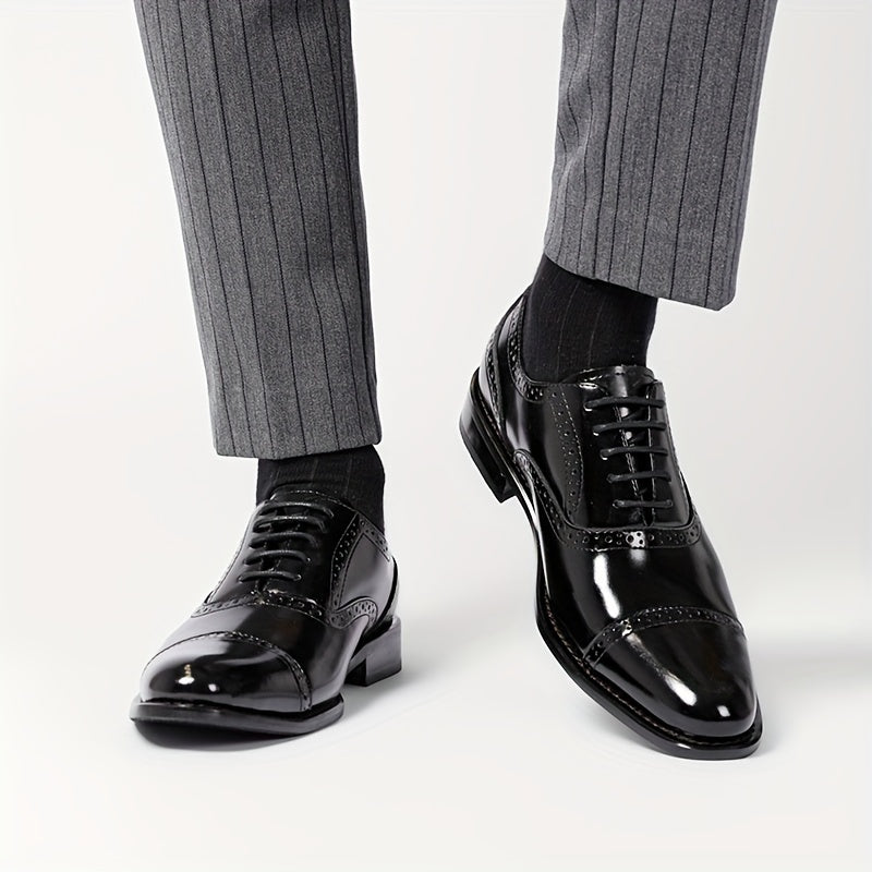 SHOWLU Men's split cow leather Oxford shoes with non-slip soles, formal footwear featuring classic design and smooth leather finish.
