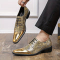 SHOWLU Men's Classic Oxford dress shoes with slip-on design, round toe, and rubber sole, ideal for formal or business wear.