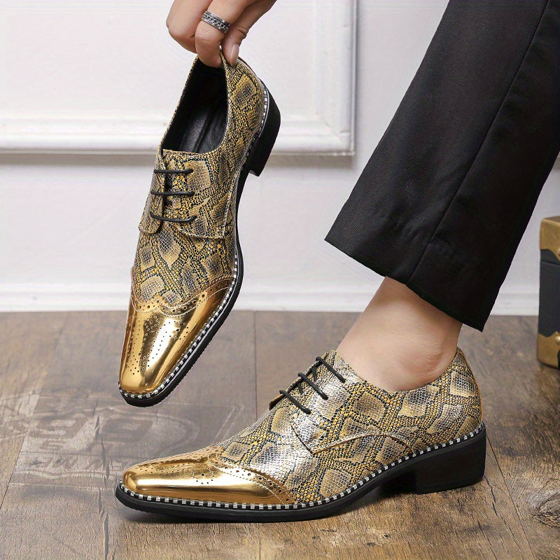 SHOWLU Men's Classic Oxford dress shoes with slip-on design, round toe, and rubber sole, ideal for formal or business wear.