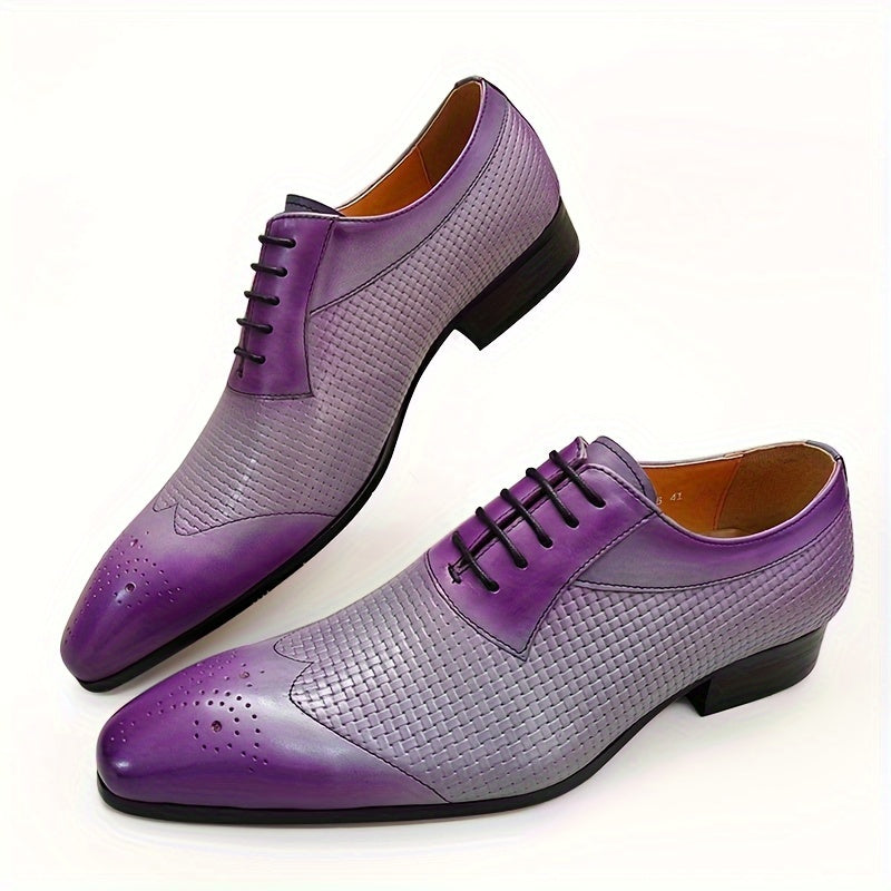 Men's SHOWLU wing-tip Oxford dress shoes in genuine cow leather, formal footwear with detailed brogue accents and classic design.