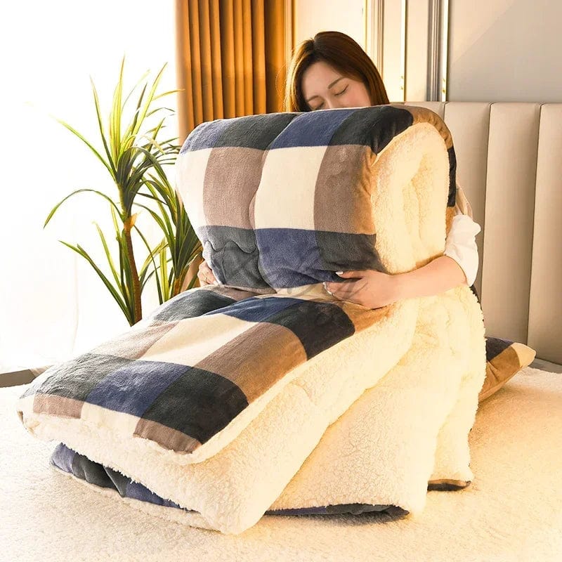 Zeby Daisy Lambswool Weighted Blanket from SHOWLU FASHION STORE, thick and fluffy for warm winter comfort on bed.