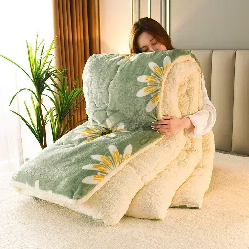 Zeby Daisy Lambswool Weighted Blanket by SHOWLU FASHION STORE, thick and fluffy for warm winter bed comfort.