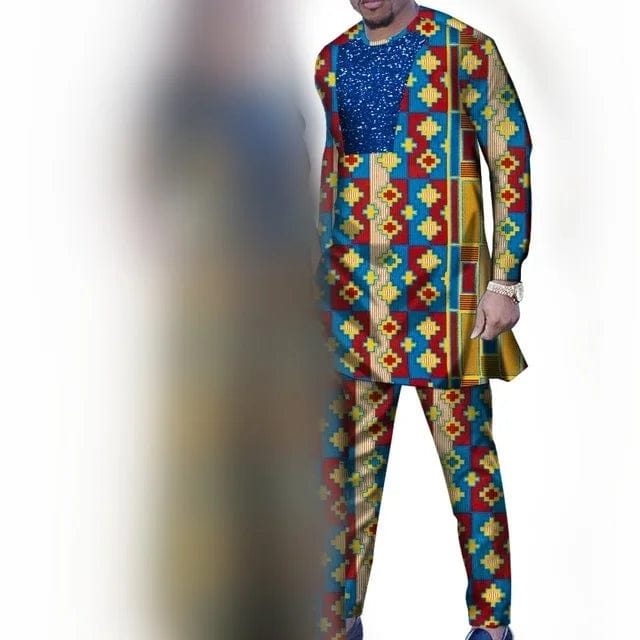 Dashiki African Women Mermaid Dresses Matching Men Outfits Pant Sets Bazin Riche African Couple Clothes for Wedding Party Gown - SHOWLU FASHION STORE