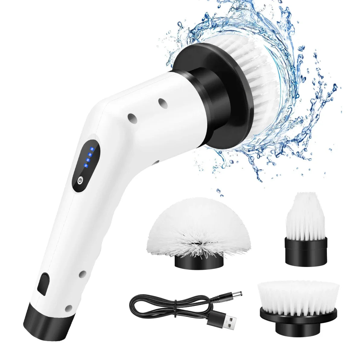 DayPlus cordless electric cleaning brush with three heads, ideal for bathroom, toilet, and floor cleaning, by SHOWLU FASHION STORE.