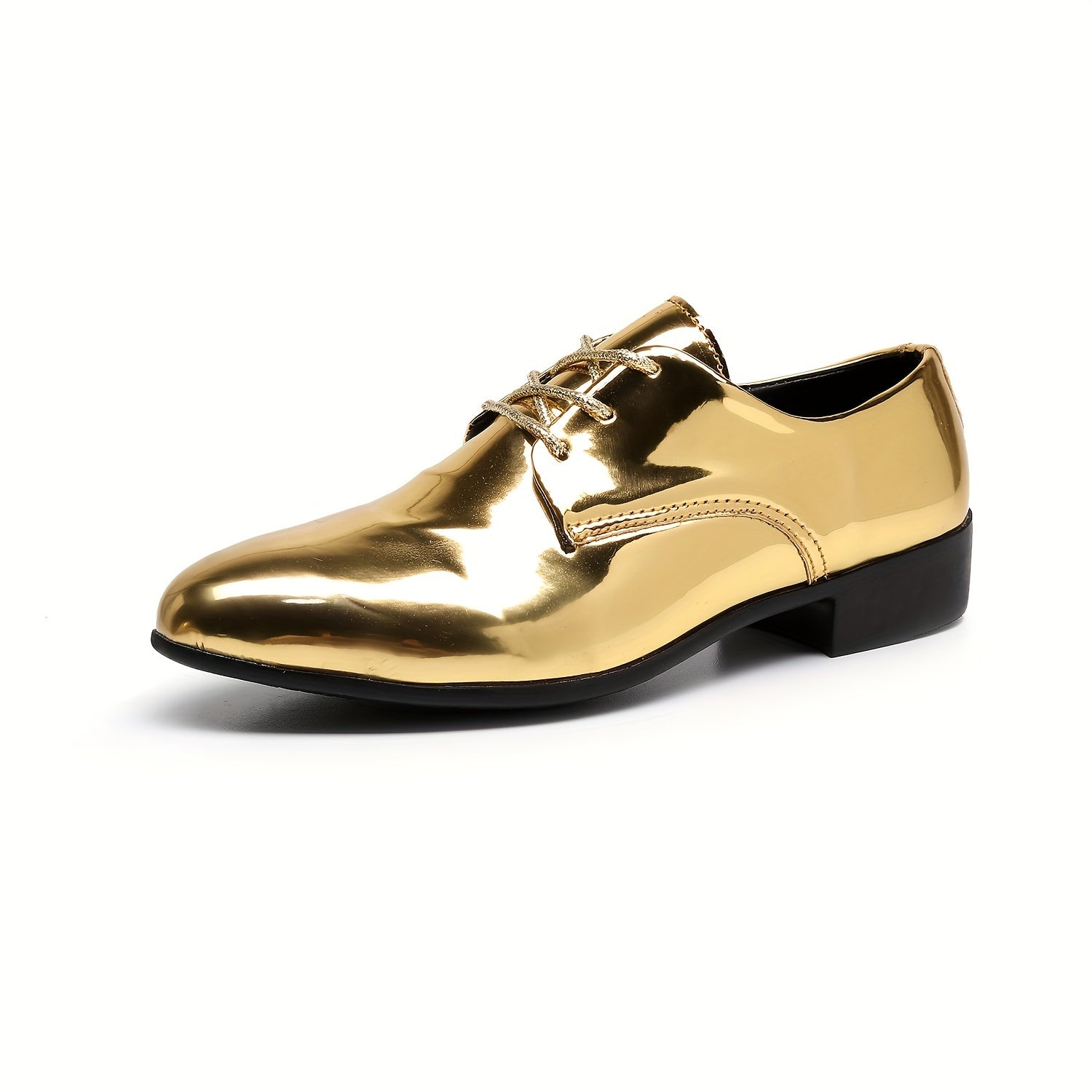 SHOWLU Men's pointed toe Chelsea loafers in faux leather, stylish business shoes with sleek design and slip-on style.