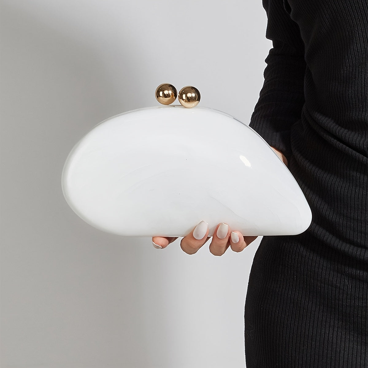 Marbled acrylic clutch bag with chain strap, elegant evening bag from SHOWLU FASHION STORE, suitable for formal occasions