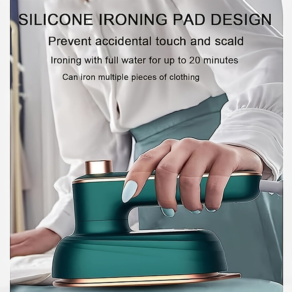 SHOWLU Portable Handheld Travel Steamer Iron with 180° rotatable metal iron, compact design, suitable for travel and quick garment steaming.