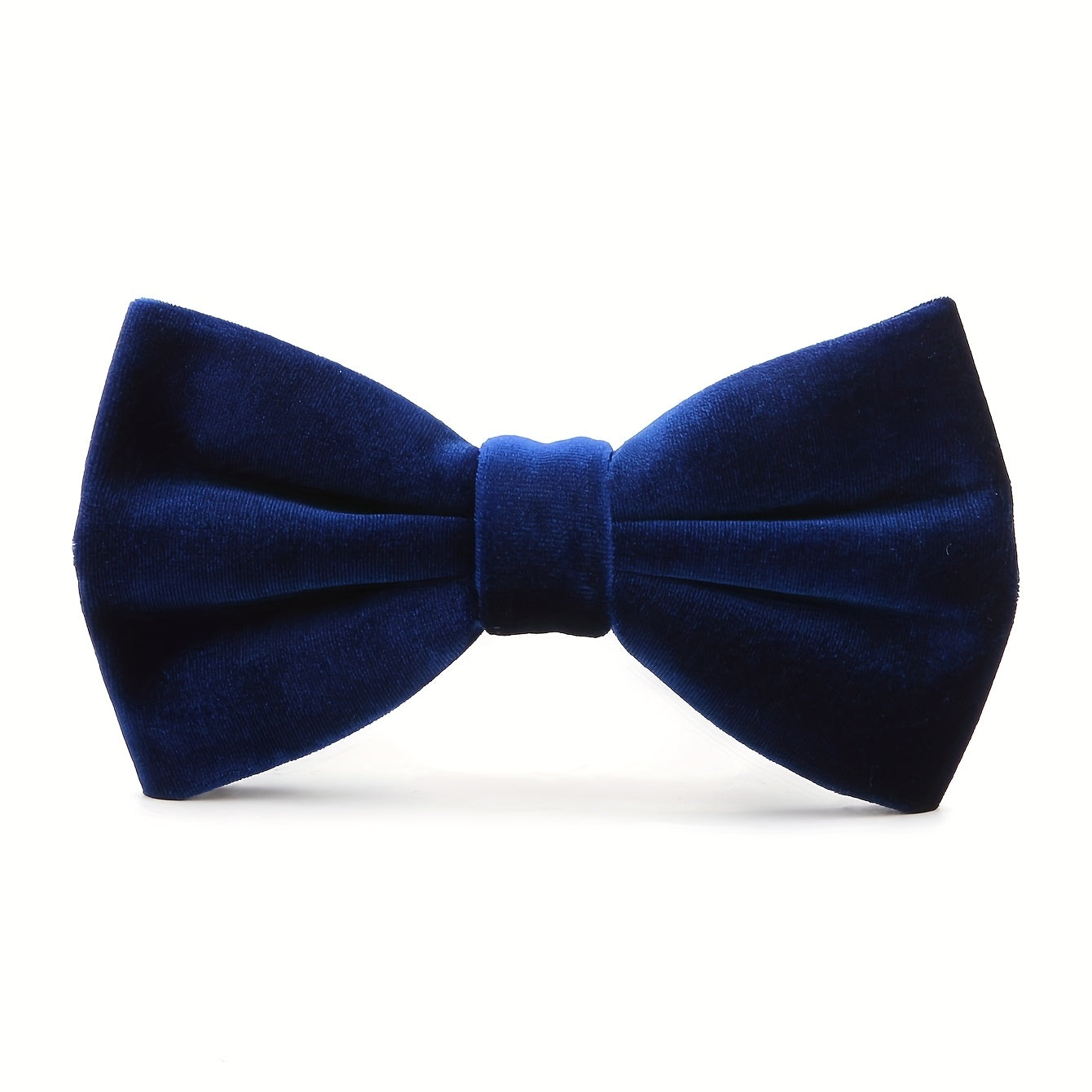 SHOWLU FASHION men's navy blue velvet bow tie, adjustable formal accessory, shown on a mannequin or laid flat.